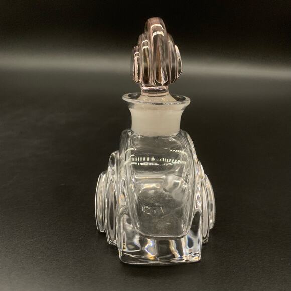 Collezione Glass Line Italy Art Deco Style Genuine Lead Crystal Bottle Pink Lid - Picture 3 of 11